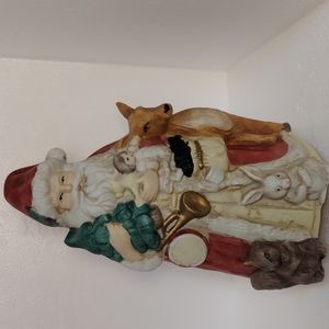 Santa with deer, squirrel, and bunny music box plays "Jingle Bells"